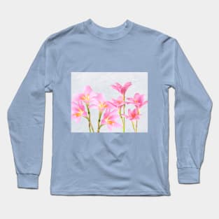 Pink Lily Flowers Long Sleeve T-Shirt